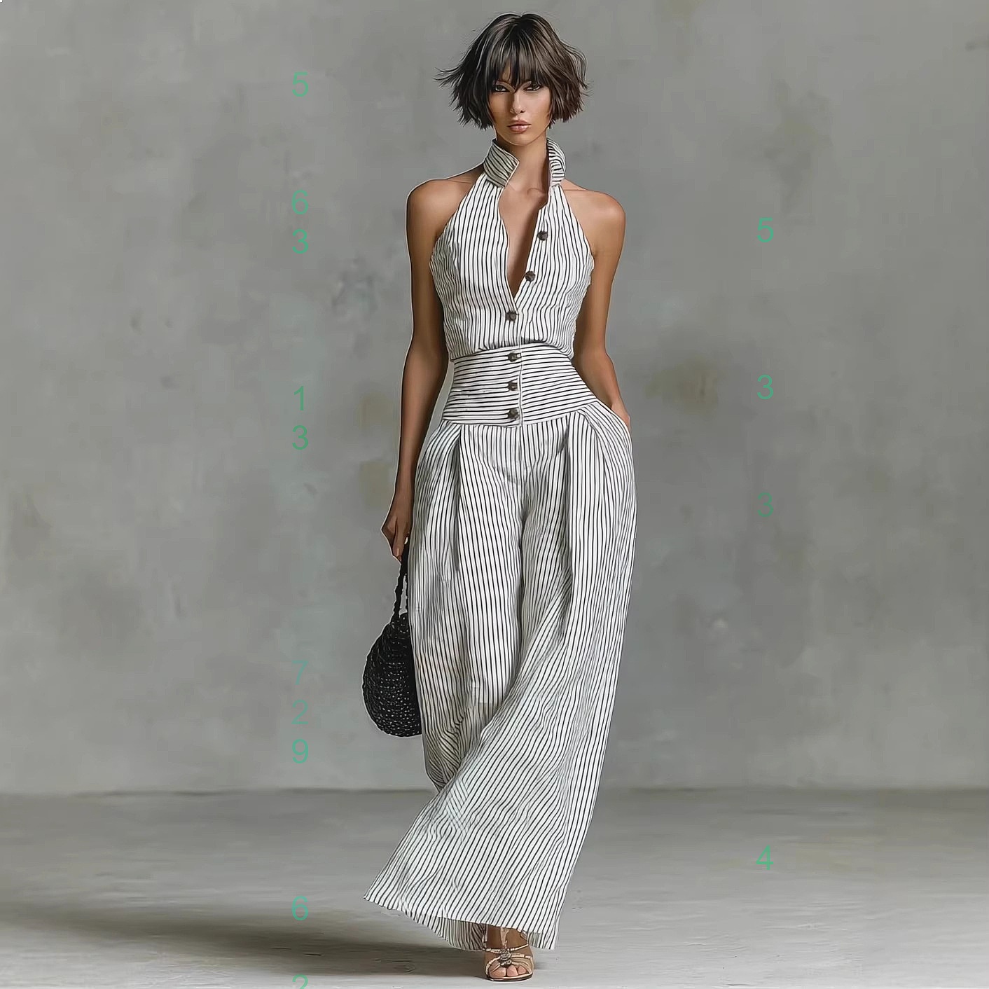 Women'S Fashion Overalls - Buttonless Sleeveless Blouse Top High Waist