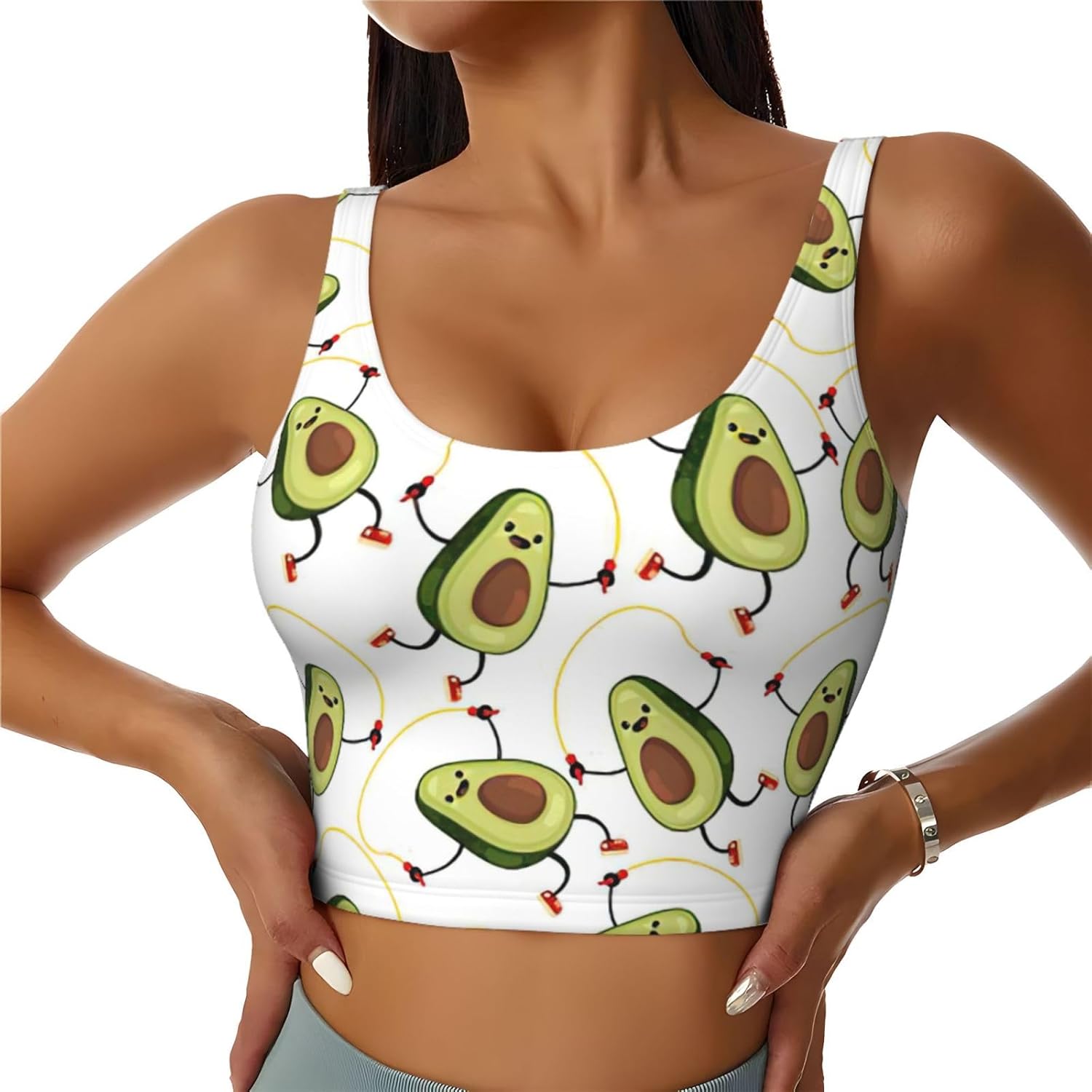 Women Fashion Vest - Funny Cartoon Avocados Print Lightweight Summer