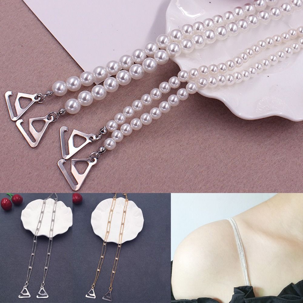 Women'S Fashion Underwear - Fashion Metal Bras Straps Aniti-slip Pearl