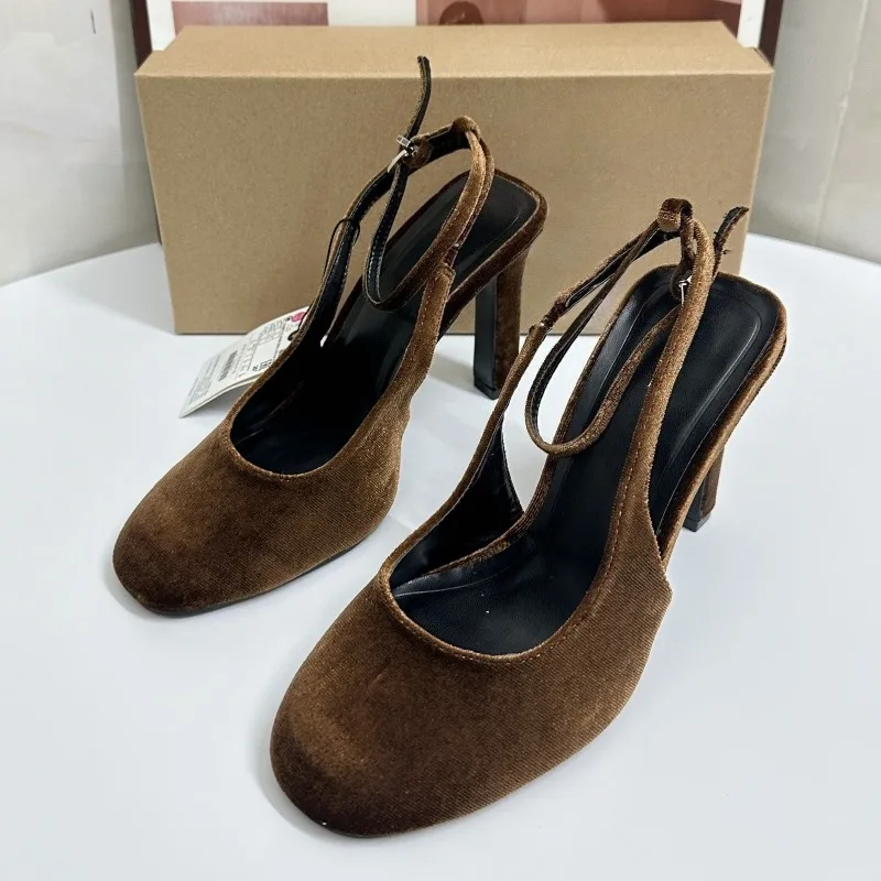Women Fashion Brand - Retro Brown Suede Summer Women Chunky