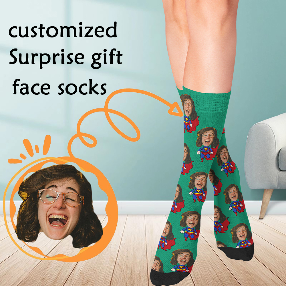 Women'S Fashion Socks - Private custom cartoon socks with face