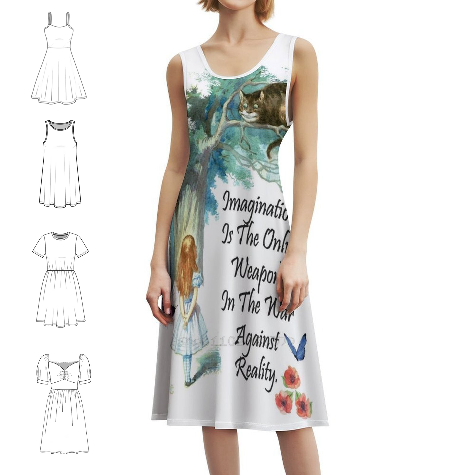 Women Fashion Quotes - Alice In Quote-Imagination Boho Chic Dress