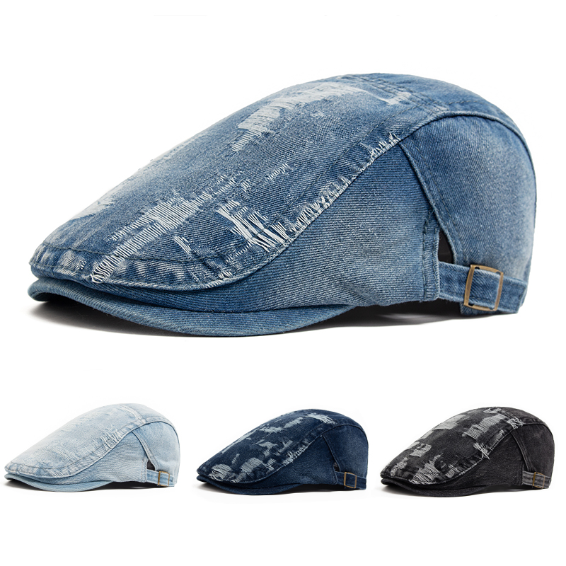 Fashion Men Ripped Denim Beret - Women Fashion Nz review and price