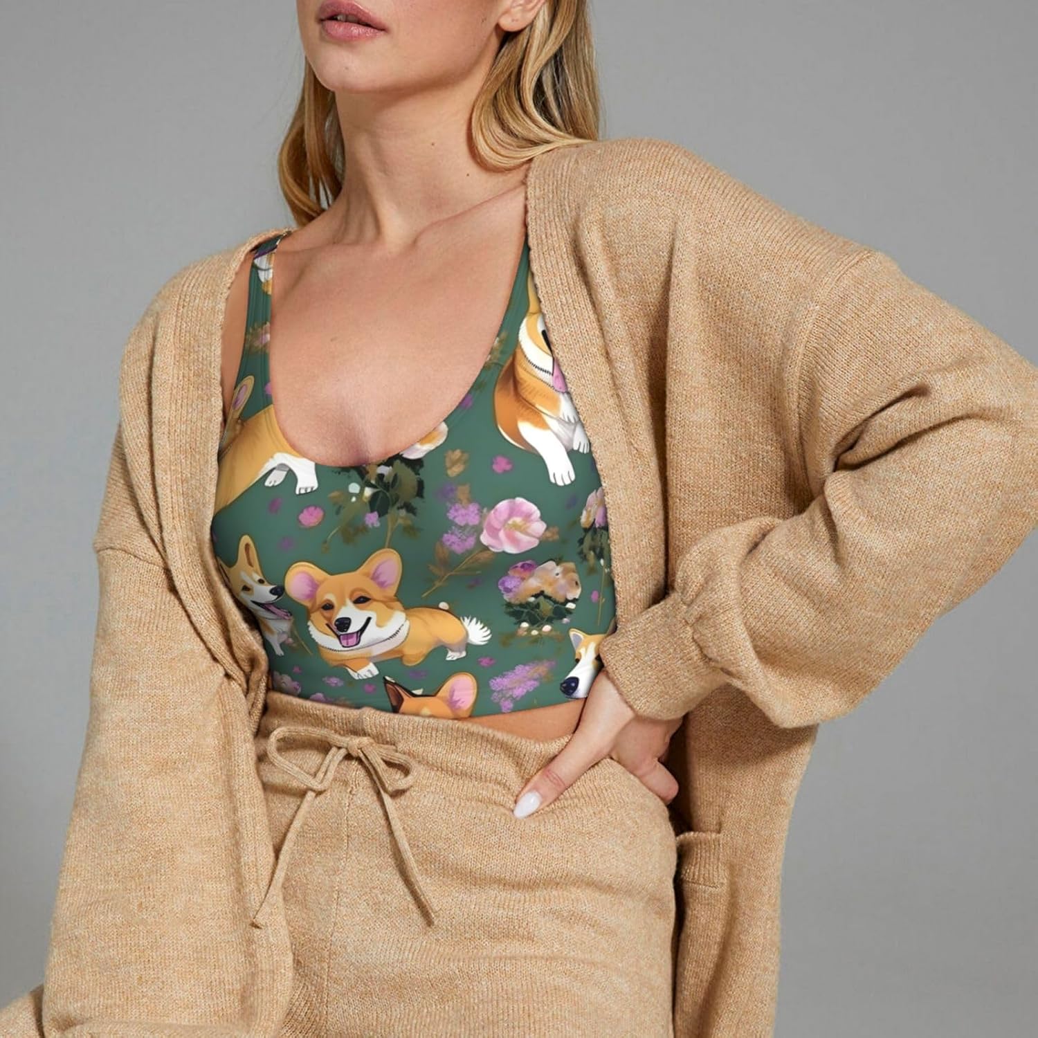 Corgi Floral Flowers Print Win - Women Fashion Vest review and price