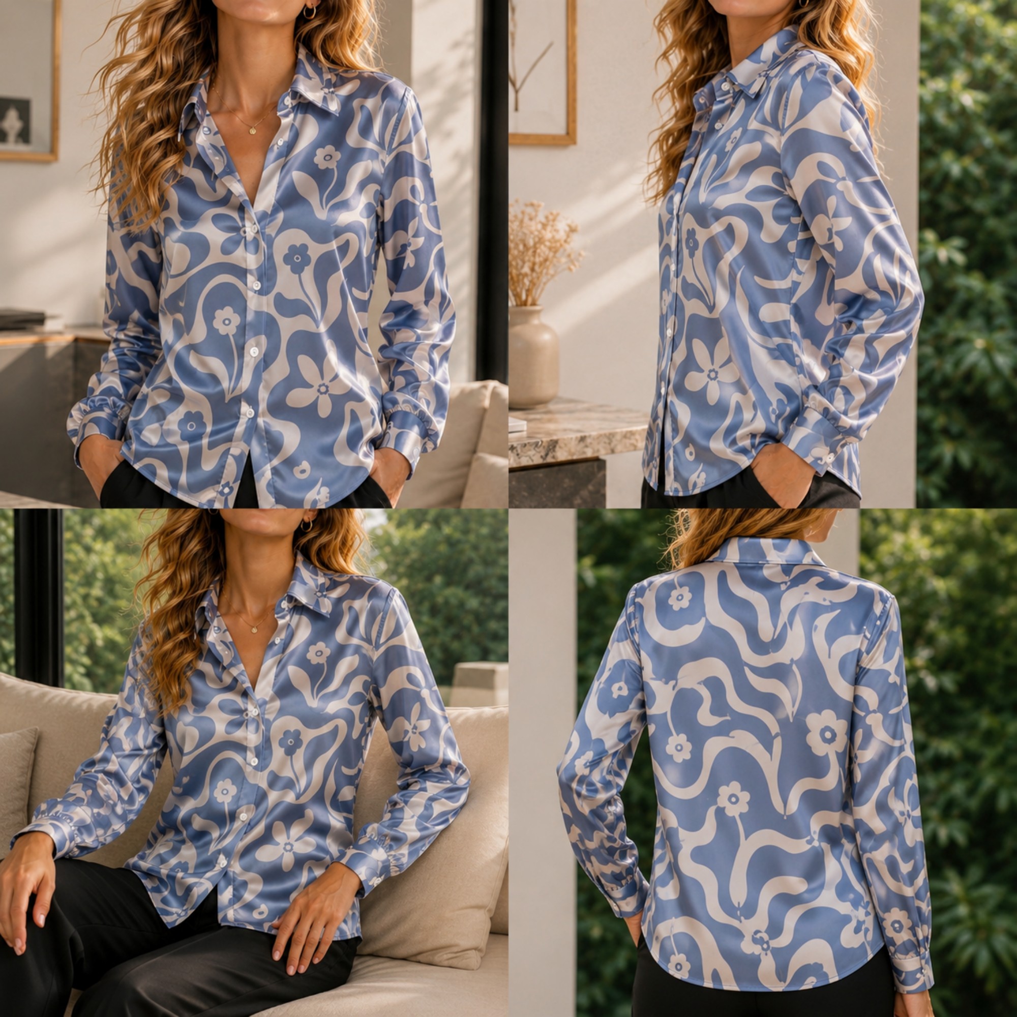 Women Green Satin Blouse White - Women Fashion Styles review and price