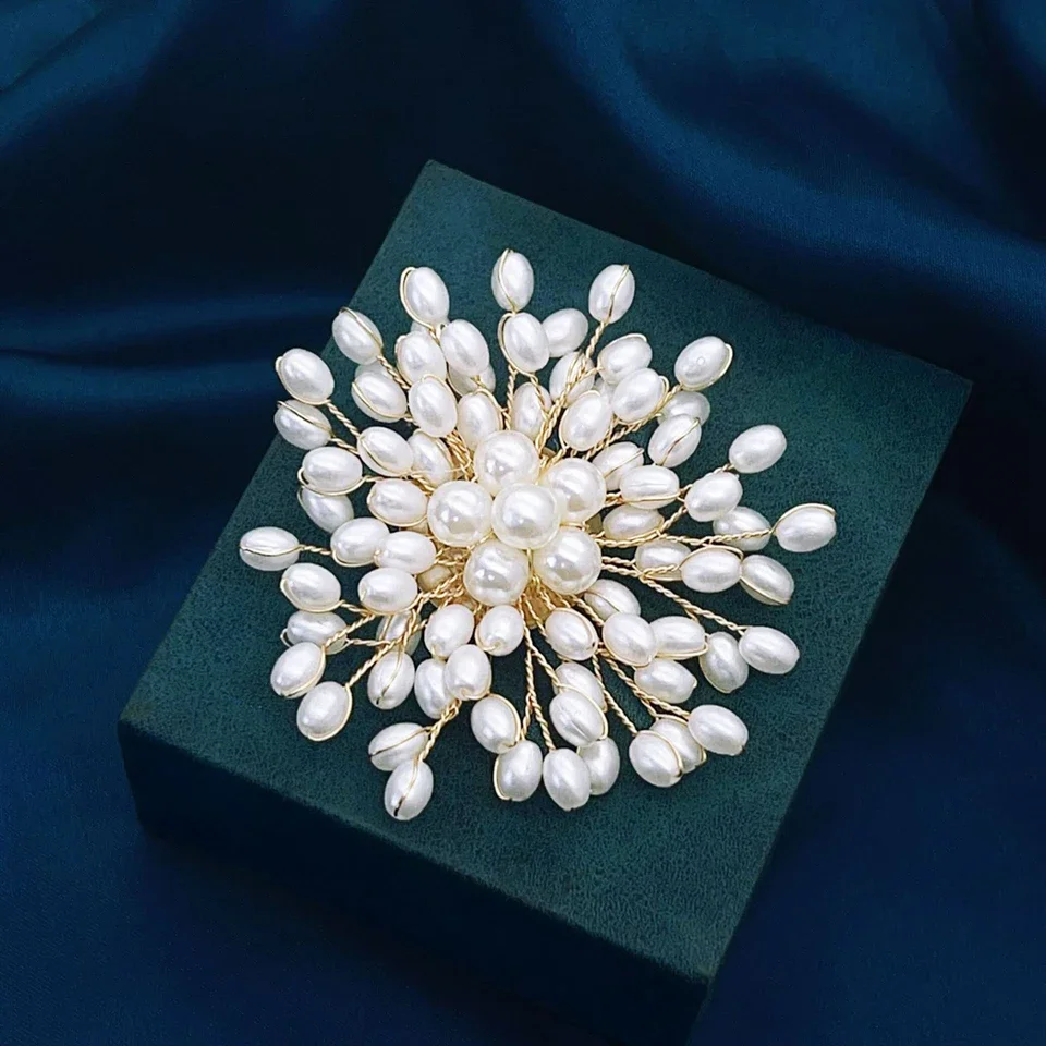 Pearl Woven Flower Brooch For  - Women And Men Fashion review and price