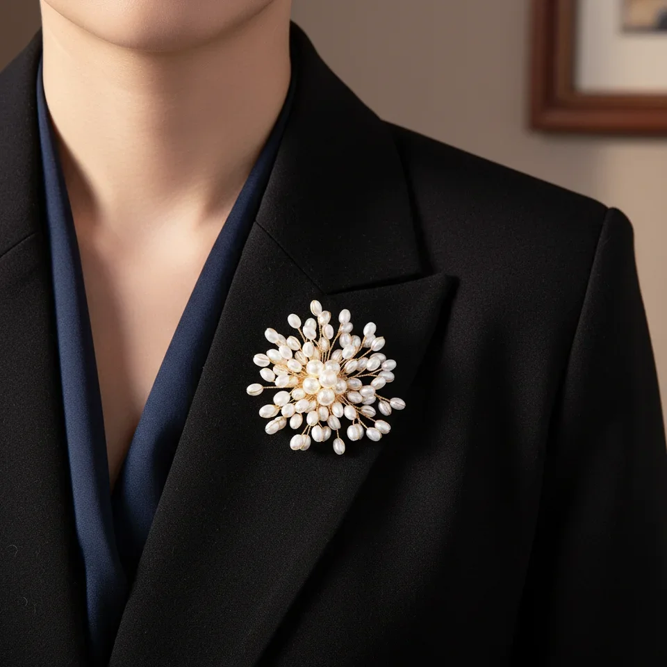 Pearl Woven Flower Brooch For  - Women And Men Fashion review and price