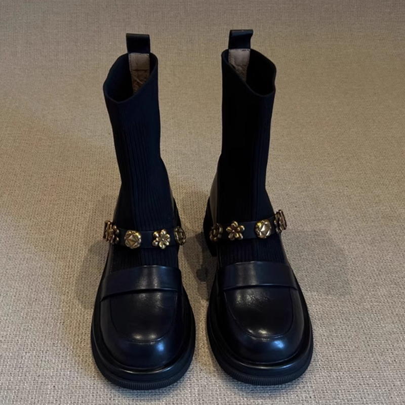 Flower Women's Ankle Boots Fla - Women'S Fashion Socks review and price