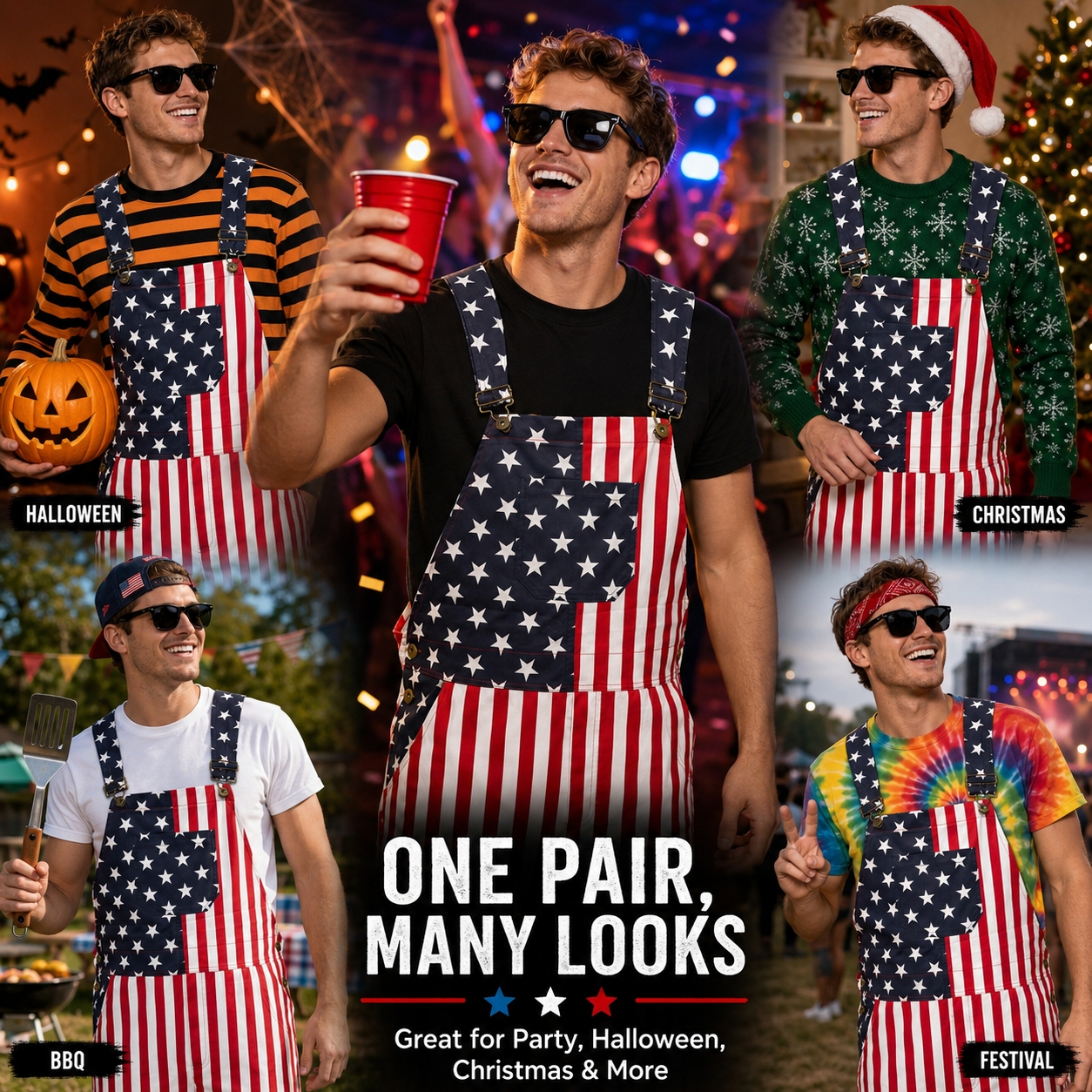 American Flag Printed Bib Over - Women'S Fashion Overalls review and price