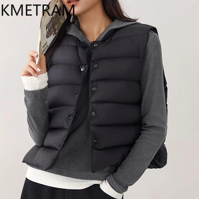KMETRAM White Goose Down Vest  - Puffer Vest Fashion Women review and price