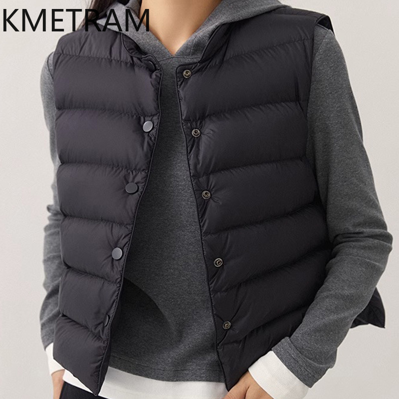 KMETRAM White Goose Down Vest  - Puffer Vest Fashion Women review and price