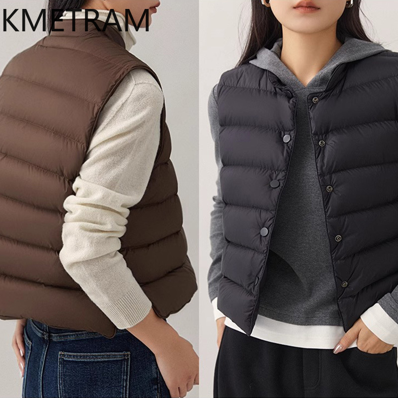 KMETRAM White Goose Down Vest  - Puffer Vest Fashion Women review and price
