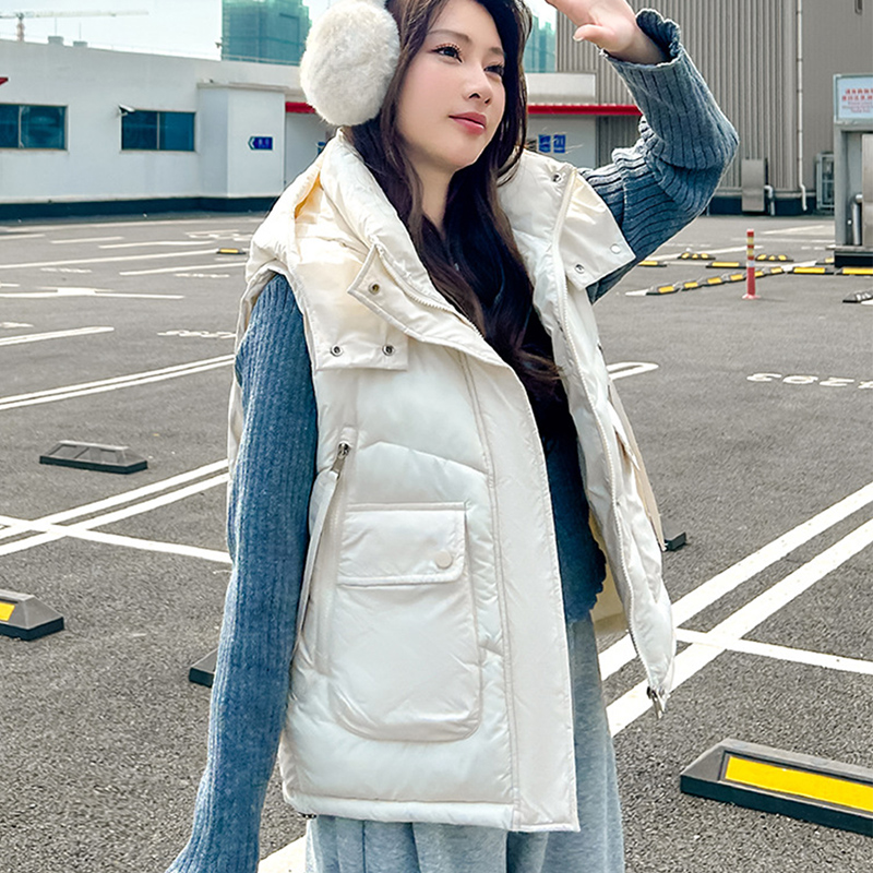 2025 Big Pocket Loose Hooded V - Puffer Vest Fashion Women review and price