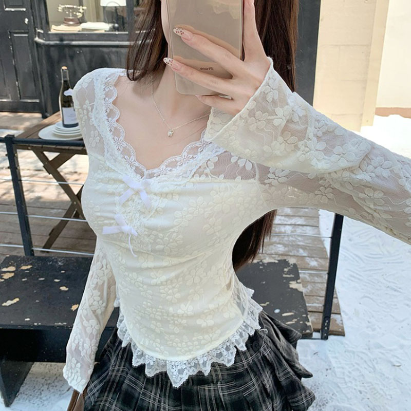 Women Long Sleeved T-shirt V-n - Women Fashion Styles review and price