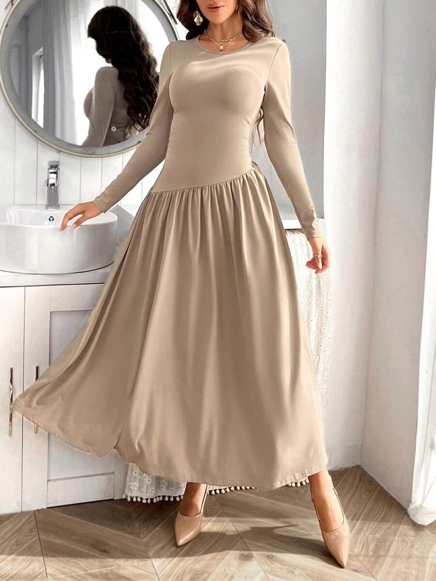 Long Sleeve Flounce Hem Maxi D - Women'S Fashion Jersey review and price