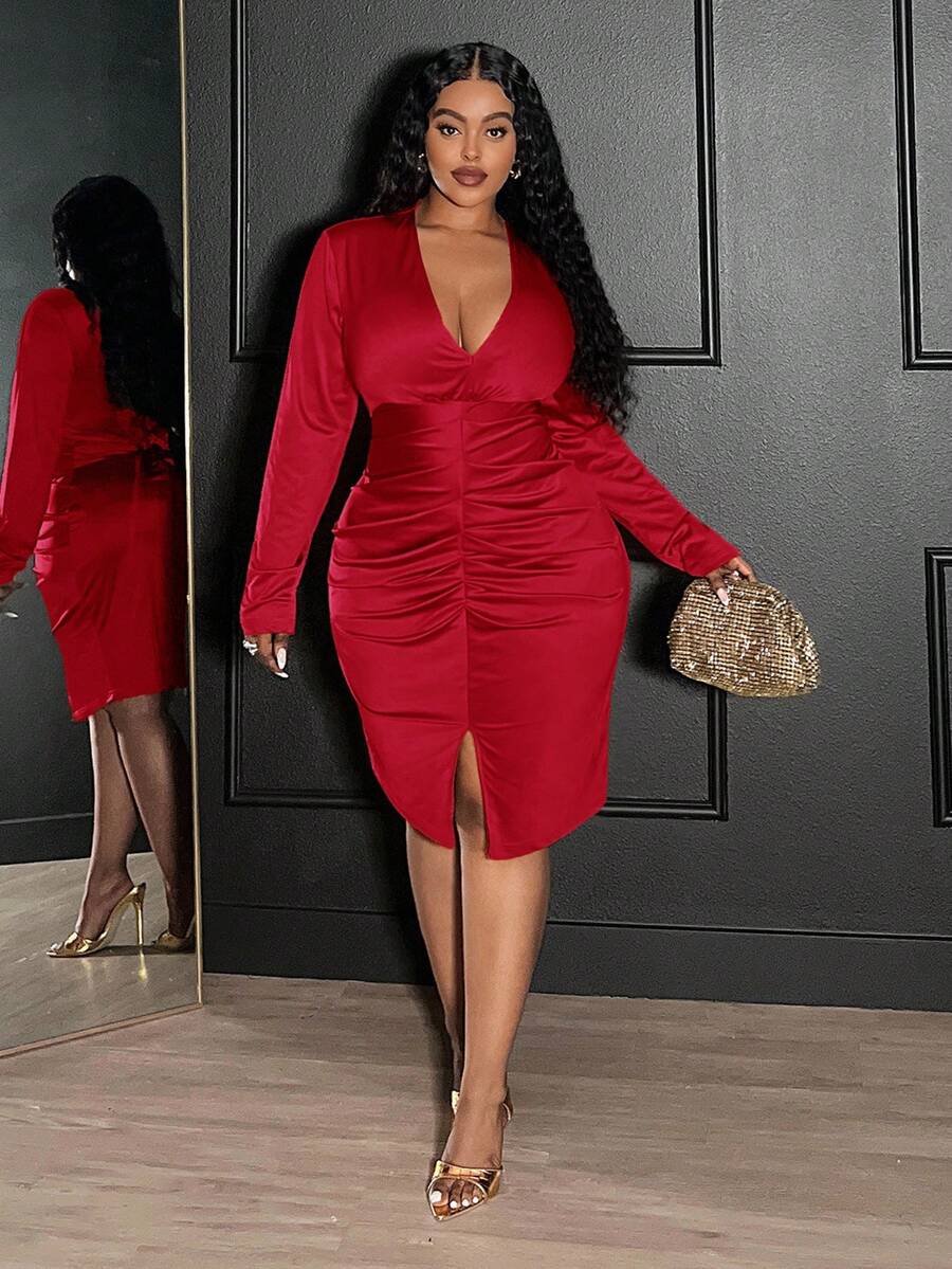 Elegant Sexy Ruched V-Neck Bod - Women'S Fashion Jersey review and price
