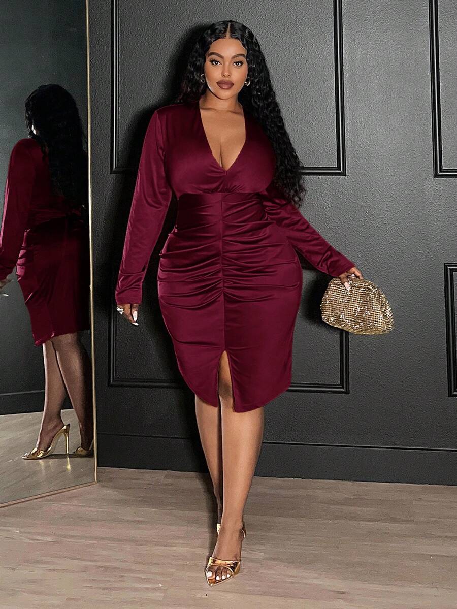 Elegant Sexy Ruched V-Neck Bod - Women'S Fashion Jersey review and price